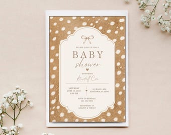 Invitación para baby shower de Axis: Tema neutro, editable (descarga digital)