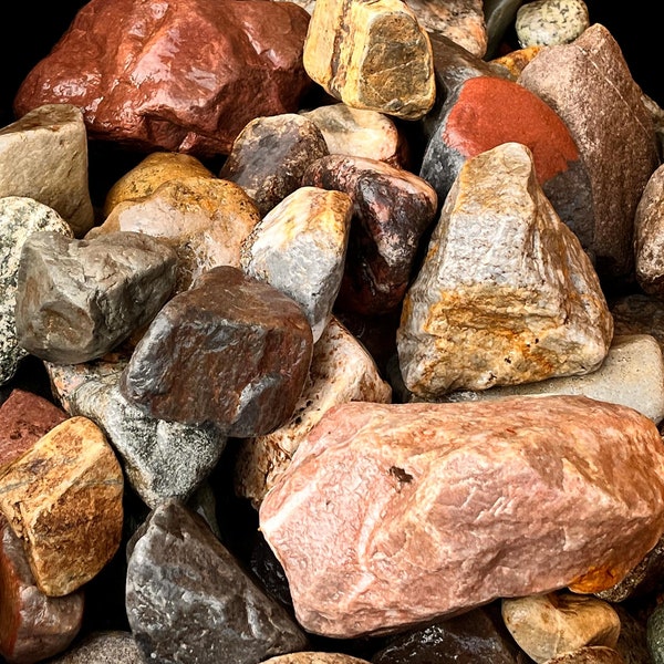 Naturally Tumbled Glacier Rocks - 30lb Box, Handpicked in Maine, Large size ideal for landscaping!