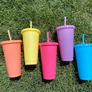 24oz set of 5 glitter cups plastic reusable craft supplies