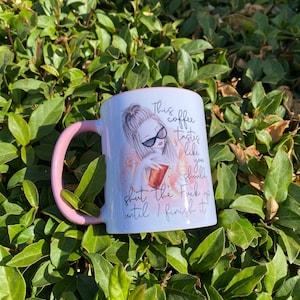 This coffee taste like you should shut the duck up until I finish it pink mug custom pink and white