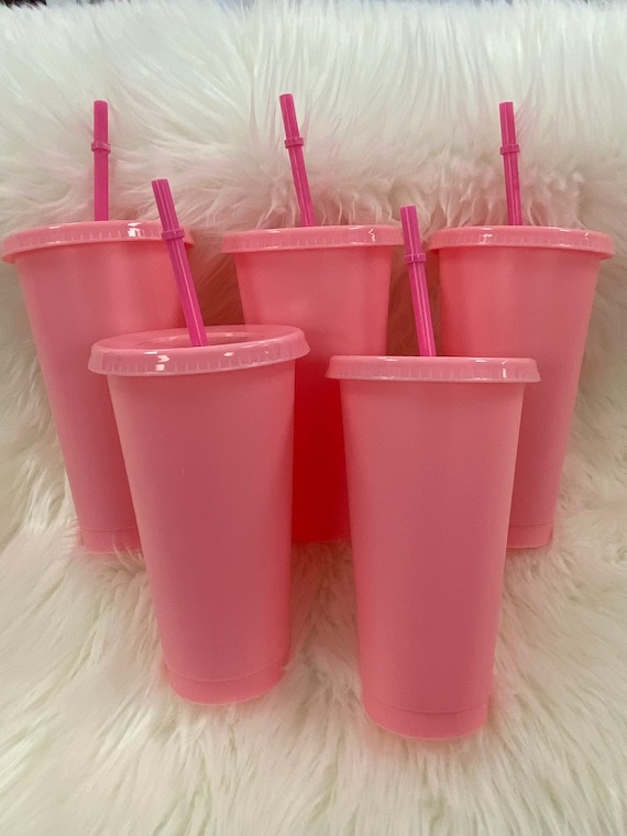 Reusable Plastic Cups With Lids 24oz Venti Size Craft Clear Cup 4 Sets Bulk  DIY