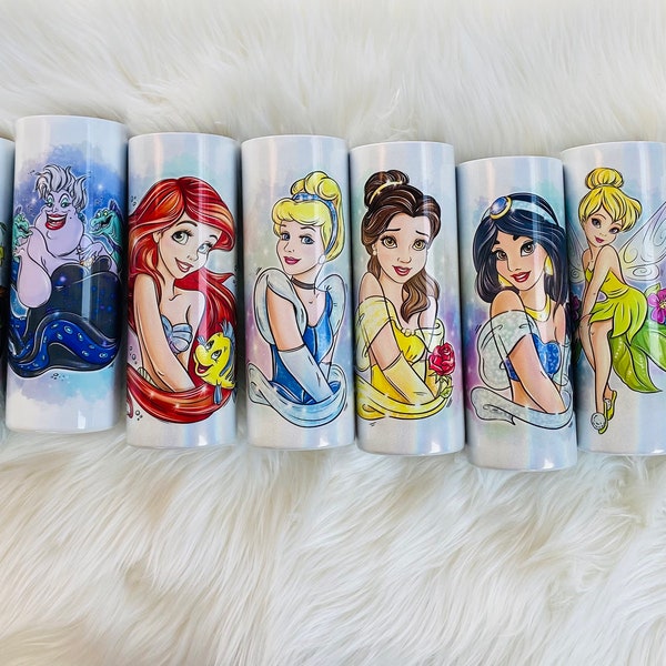 20oz stainless steel tumbler, custom princess designs, cartoon princess, sublimation printing