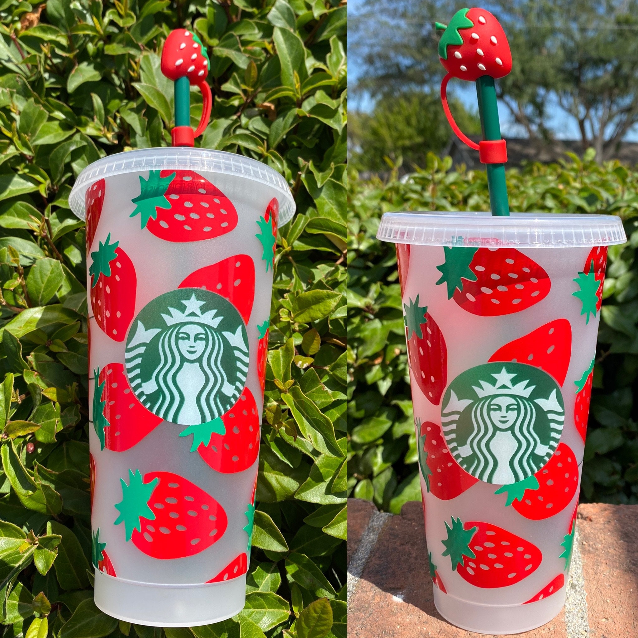 Strawberry Heart Straw Toppers set of 4 for Tumbler, Straw Cup – Starbucks  Accessories