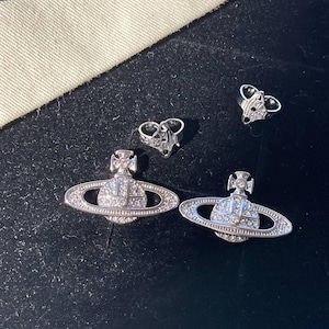 vintage 925 silver saturn earrings, gold Vivienne Westwood earrings