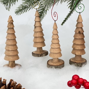 Hand Turned Wood Christmas Tree Rustic Red Oak