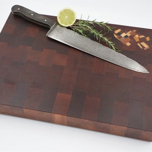 Handmade End Grain Cutting Board Butcher Block Sapele with Double Heart