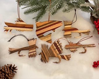 Handmade Wooden FlyFishing Ornaments Fly Fishing