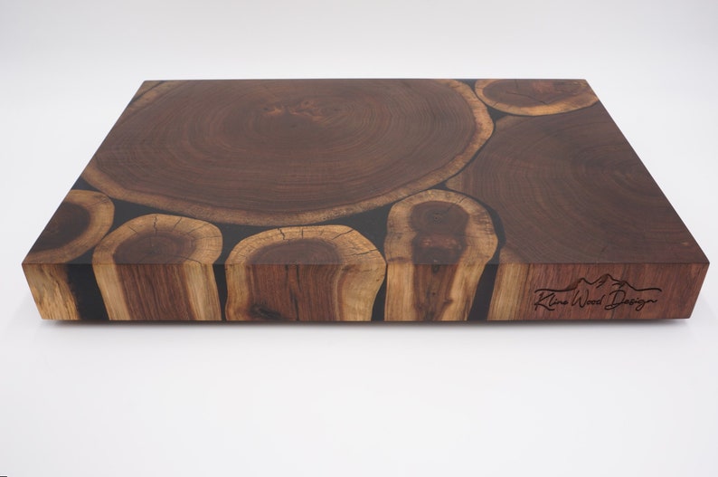 Large Walnut With Black Epoxy End Grain Cutting Board Bread Etsy