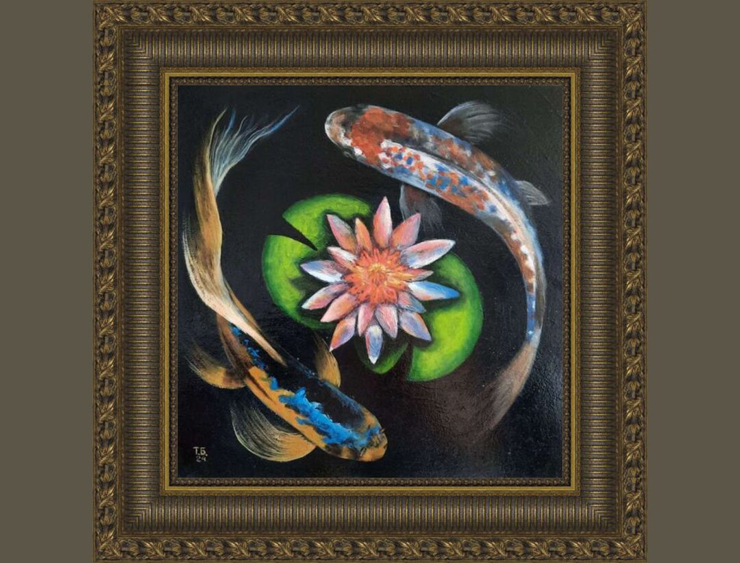 Water Lilies Original Fish Painting Kyo Painting Wall Painting Acrylic ...