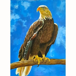 Eagle Painting Bald Eagle Art Bird Painting Eagle Art Eagle Gift Ukraine Artwork Eagle Wall Decor Bird Art 16 x 12 inches BatychkovaArt