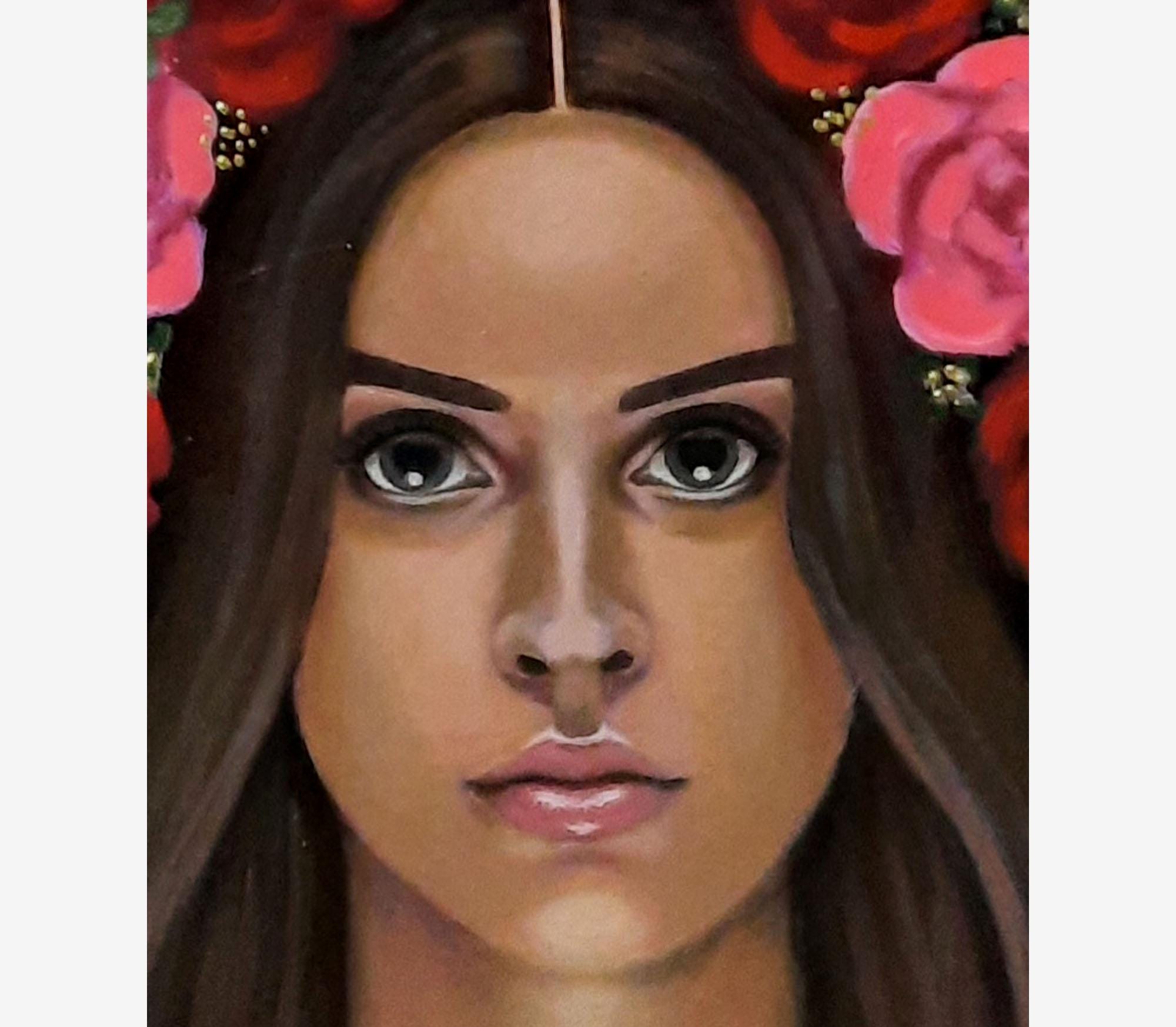 Ukrainian Woman Artworks Portrait Flowers Girl Original Painting Folk ...
