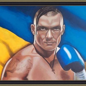 Usyk Portrait Original painting World boxing champion Oleksandr Usyk Canvas Wall Art don&#39;t rush the horses Ukrainian seller  20x28 inches