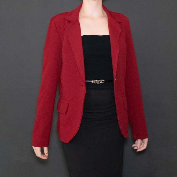 Tiefrot / Burgund Jacke Einzelknopf | GRÖSSE S-M | thrifted, Damen Business Blazer