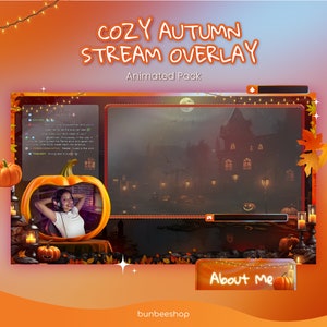 Herbst Kürbis Twitch Overlay Paket - Gemütlicher Halloween Herbst - Animierte Bildschirme
