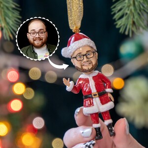 Custom Head 3D Santa Ornament - Tree Ornament from Photo - Personalized Handcrafted Portrait, Christmas Gift, Unique Hanging Decor