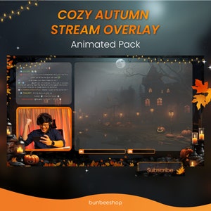 Autumn Twitch Overlay Stream Package - Cozy Halloween Fall - Animated Screens