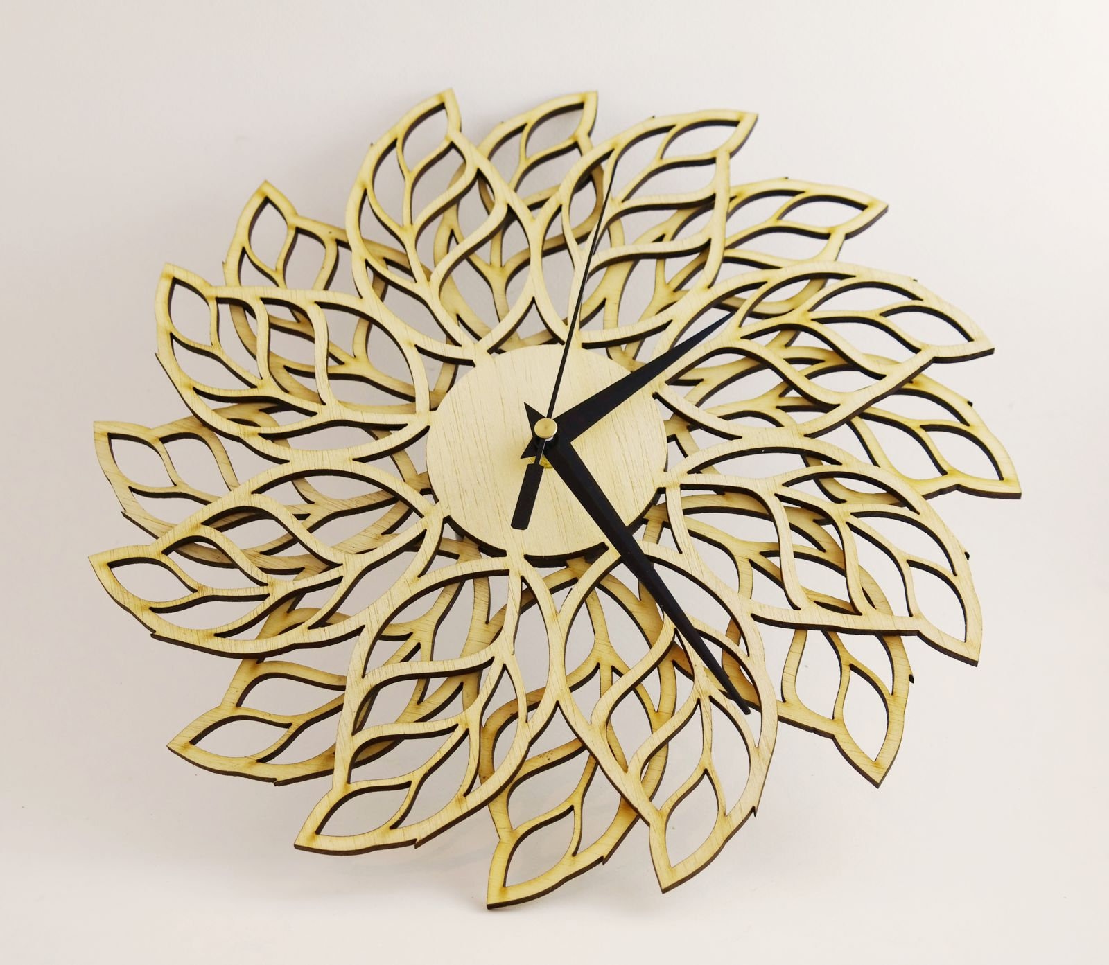 WOODEN WALL CLOCK Wooden Leaf Clock Wall Decor Clock Etsy