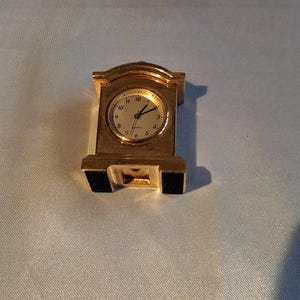 Vintage Miniature Gold Tone Carriage Clock | Classic Desk Timepiece | Retro Mantel Decor