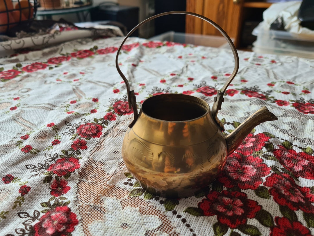 Brass Miniature Teapot Vintage Figurine Collectible Ornament Etsy