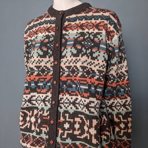 Vintage 70s Cardigan/Knitted Cardigan/Patterned Cardigan/Womens Clothes/Vintage Clothing/70s Clothing/Wool Cardigan/Knitted Jumper