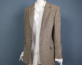 Vintage 80s Wool Blazer/Wool Blazer/Wool Jacket/Mens Blazer/Vintage clothing/Womens Clothes/Winter jacket/Houndstooth Blazer/80s Clothes