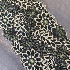 Green elastic Calais lace