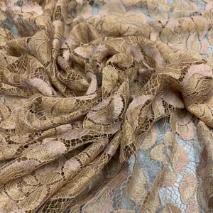 dentelle de calais-caudry marron cognac dentelle leavers 39890 dentelle florale dentelle française
