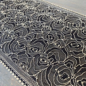 calais French lace geometric flower width 20cm to lingerie black, ivory