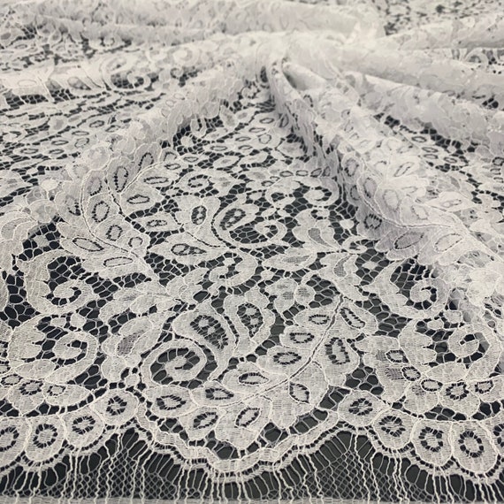 French Leavers Lace Haute Couture for Wedding Dress Guipure Lace White -   Singapore