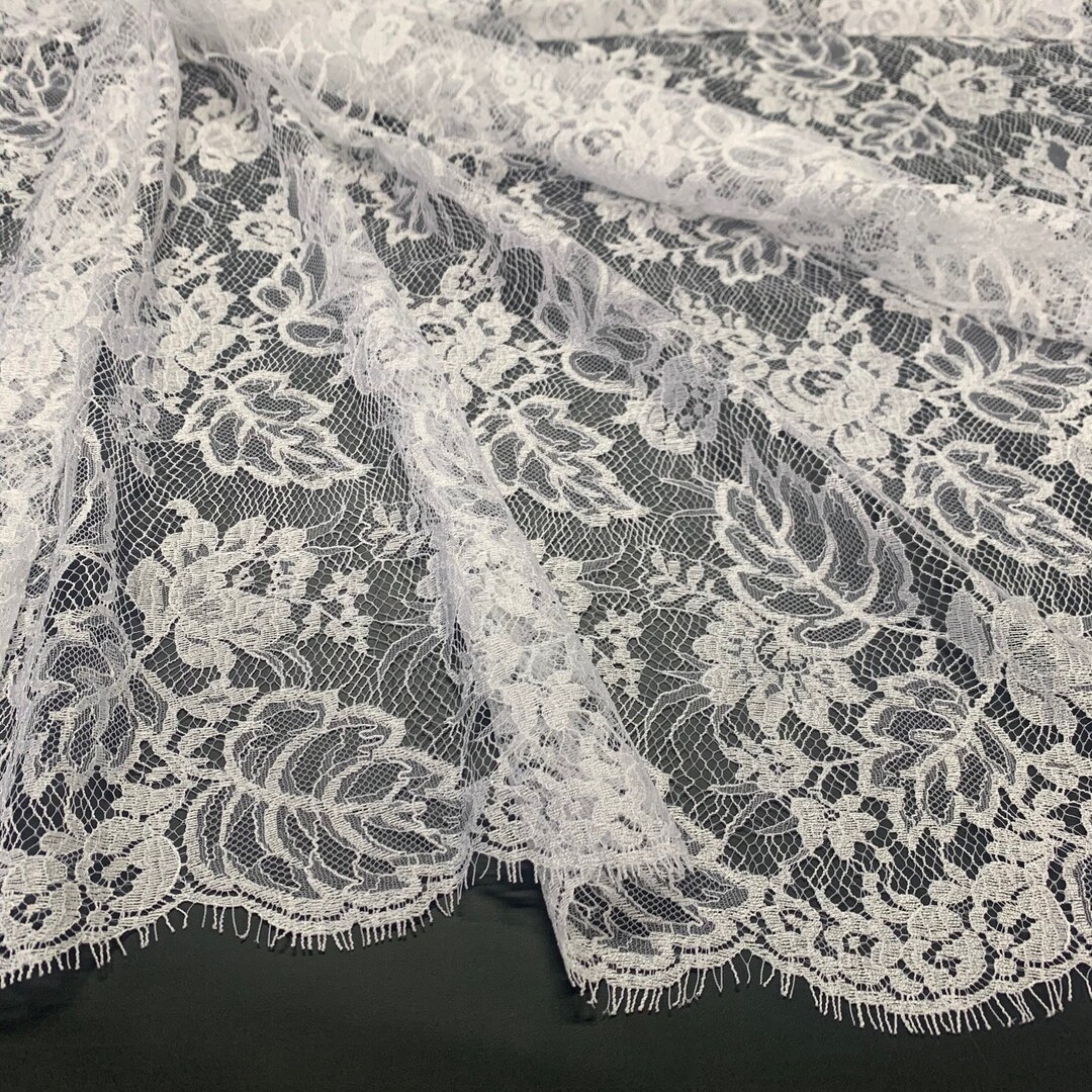 French Leavers Lace White for Wedding Dress Width 135cm Chantilly Lace Floral Etsy