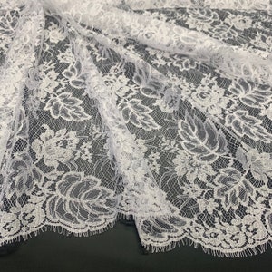 French leavers lace white for wedding dress width 135cm chantilly lace floral