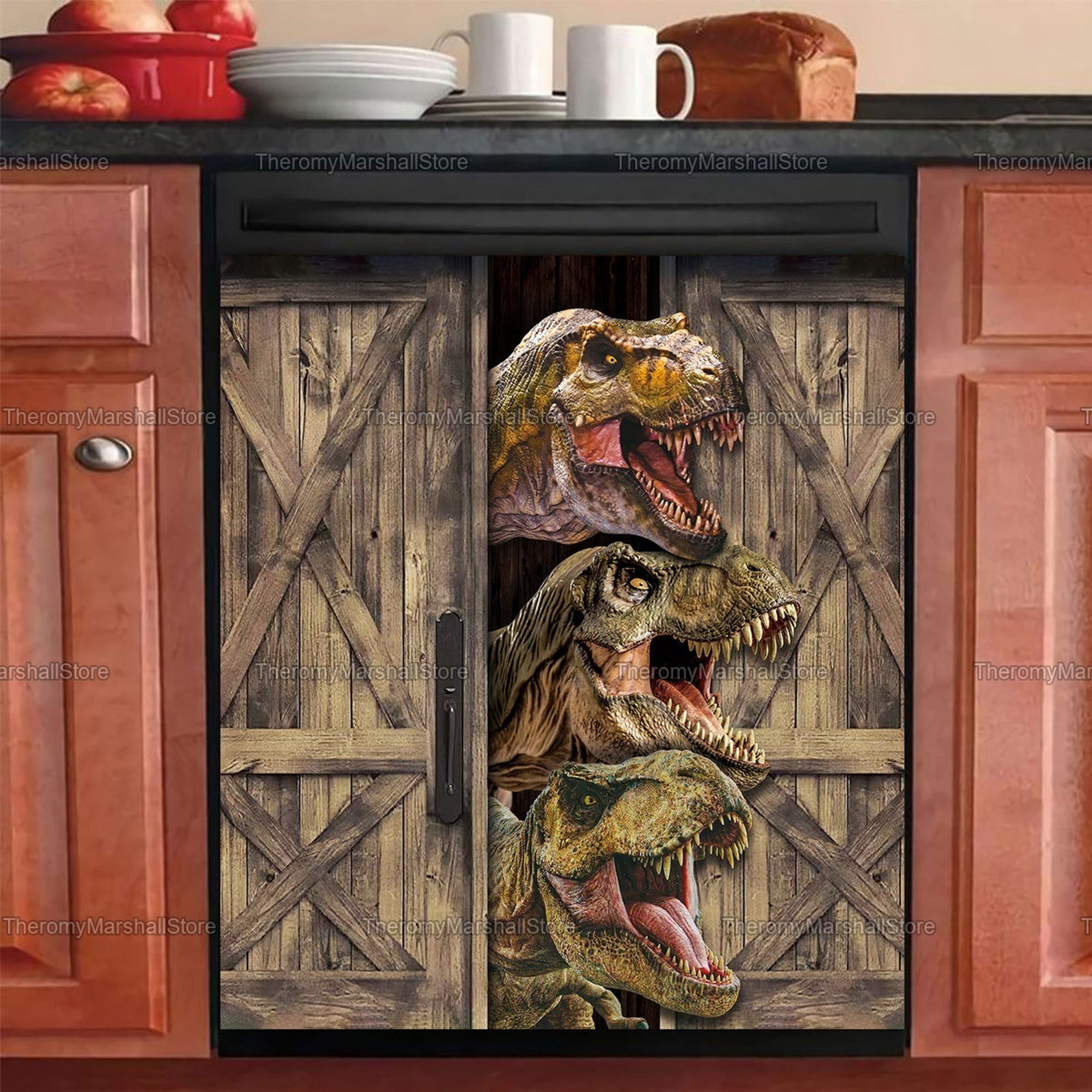 Dinosaur Magnetic Dishwasher, Funny Dinosaur Dishwasher