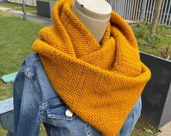 Mustard Infinity Scarf, Handmade Scarves, Christmas Sale, Best Gift Idea, Christmas Gift, Unisex Scarf, Knit Cowl Scarf, Chunky Scarf