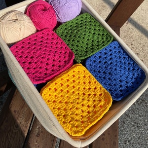 Granny Squares, Set of Crocheted Squares, Finished Granny Square Kit, Crochet Kit, Ready Afghan Granny Squares Ornament, Crochet Supply