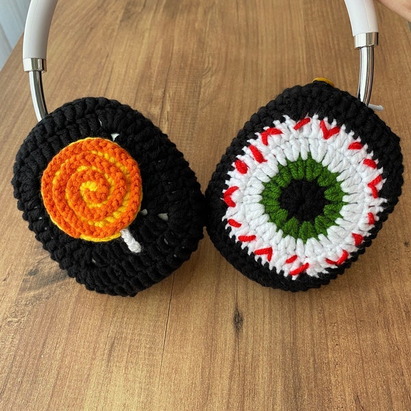 Halloween Airpod Max Cover, Pumpkin, Eye, Candy, Ghost, Witch, Web Airpods Max Crochet Case, Headphone Crochet Cover with Halloween Design