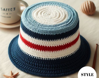 Captain Named Bucket Hat, Add Name and Customize Bucket Hats for Captain, Crochet Embroidered Personalized Bucket Hat, Sea Colors Bucket Hat