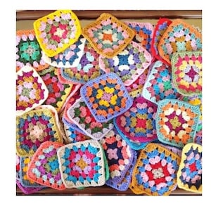 Granny Squares, Set of Crocheted Squares, Finished Granny Square Kit, Crochet Kit, Ready Afghan Granny Squares Ornament, Crochet Supply