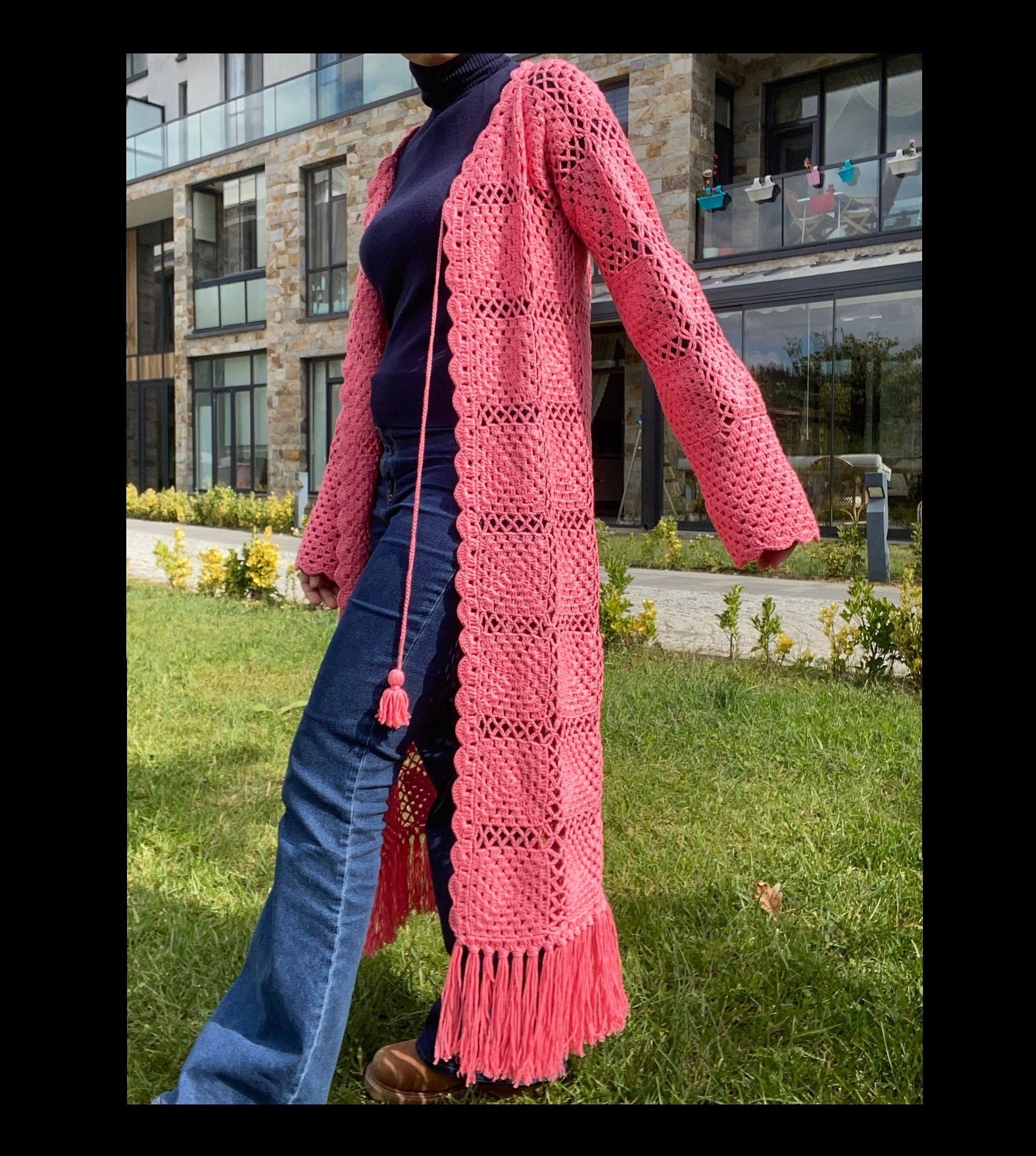 Granny Square Crochet Cardigan, Midi Crochet Cardigan, Long Granny Square Crochet Cardigan, Midi Crochet Cardigan, Long