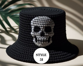 Skull Bucket Hats Mens, Skull Crochet Men Bucket Hats, Skeleton Bucket Hat for Mens, Unisex Hat Men Gift for Couples