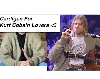 Kurt Cobain MTV Cardigan, Cardigan Similar to Kurt Cobain MTV Unplugged Cardigan, Unisex Gift for Kurt Cobain Lovers, Mohair Grunge Cardigan