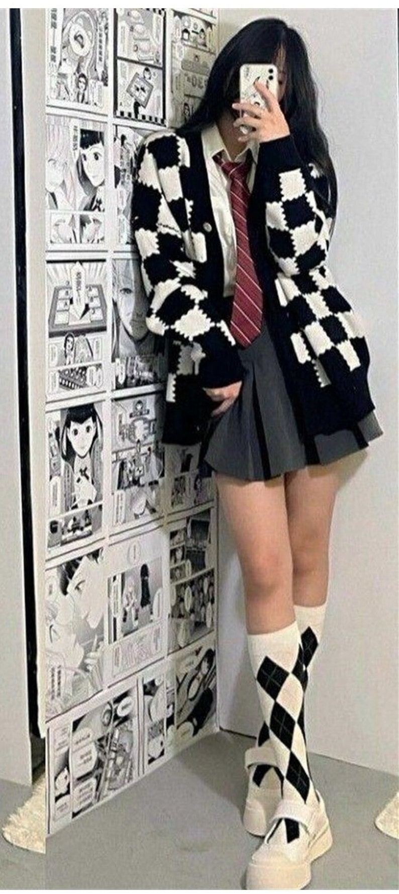 Y2K Kleding Y2K Wear Y2K Top Oversized Geruite Y2K Cardigan Etsy België