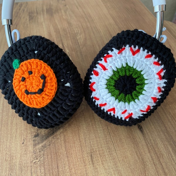 Halloween Airpod Max Cover, Pumpkin, Eye, Candy, Ghost, Witch, Web Airpods Max Crochet Case, Headphone Crochet Cover with Halloween Design