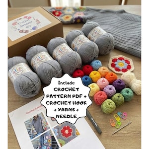 Crochet Kit: DIY Crochet Sweater Project, Beginner Friendly Crochet Kit, Crochet Diy Project Gift, DIY Crochet Sweater, Crochet Lover Gifts image 13