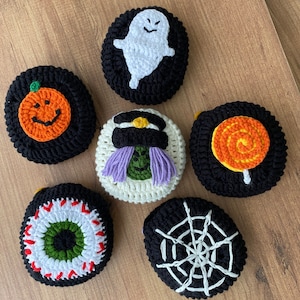 Housse pour Airpods Max Halloween, citrouille, oeil, bonbon, fantôme, sorcière, toile Étui au crochet pour Airpods Max, housse au crochet pour casque, motif Halloween