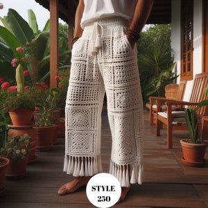Crochet Pants Mens, Knit Mens Pants, Crocheted Boho Pants Men, Bohemian Pants for Man, Granny Square Pants Men, Granny Square Trousers