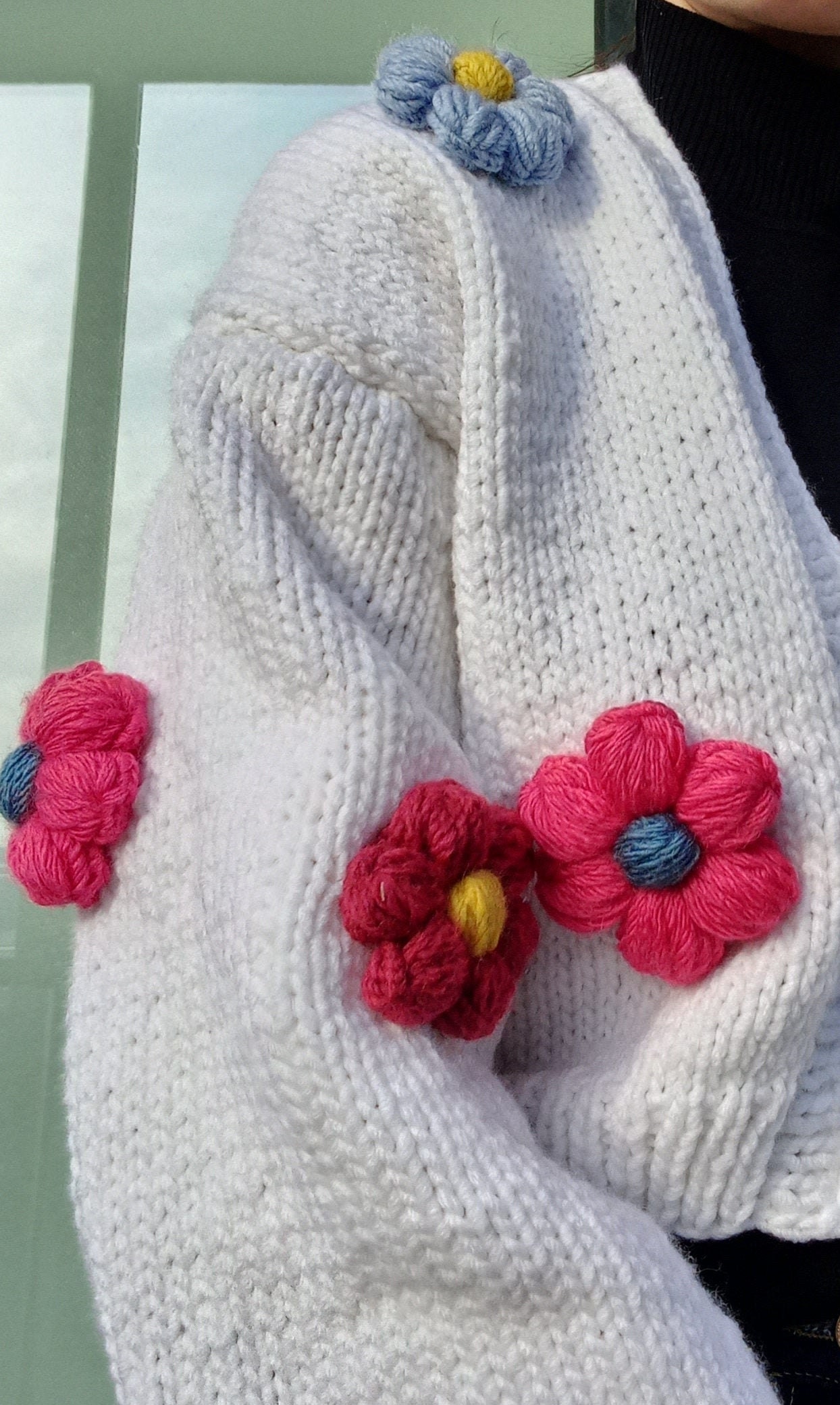 Daisy Cardigan for Woman, Multicolor Hand Knit Jacket Women Daisy Cardigan for Woman, Multicolor Hand Knit Jacket Women