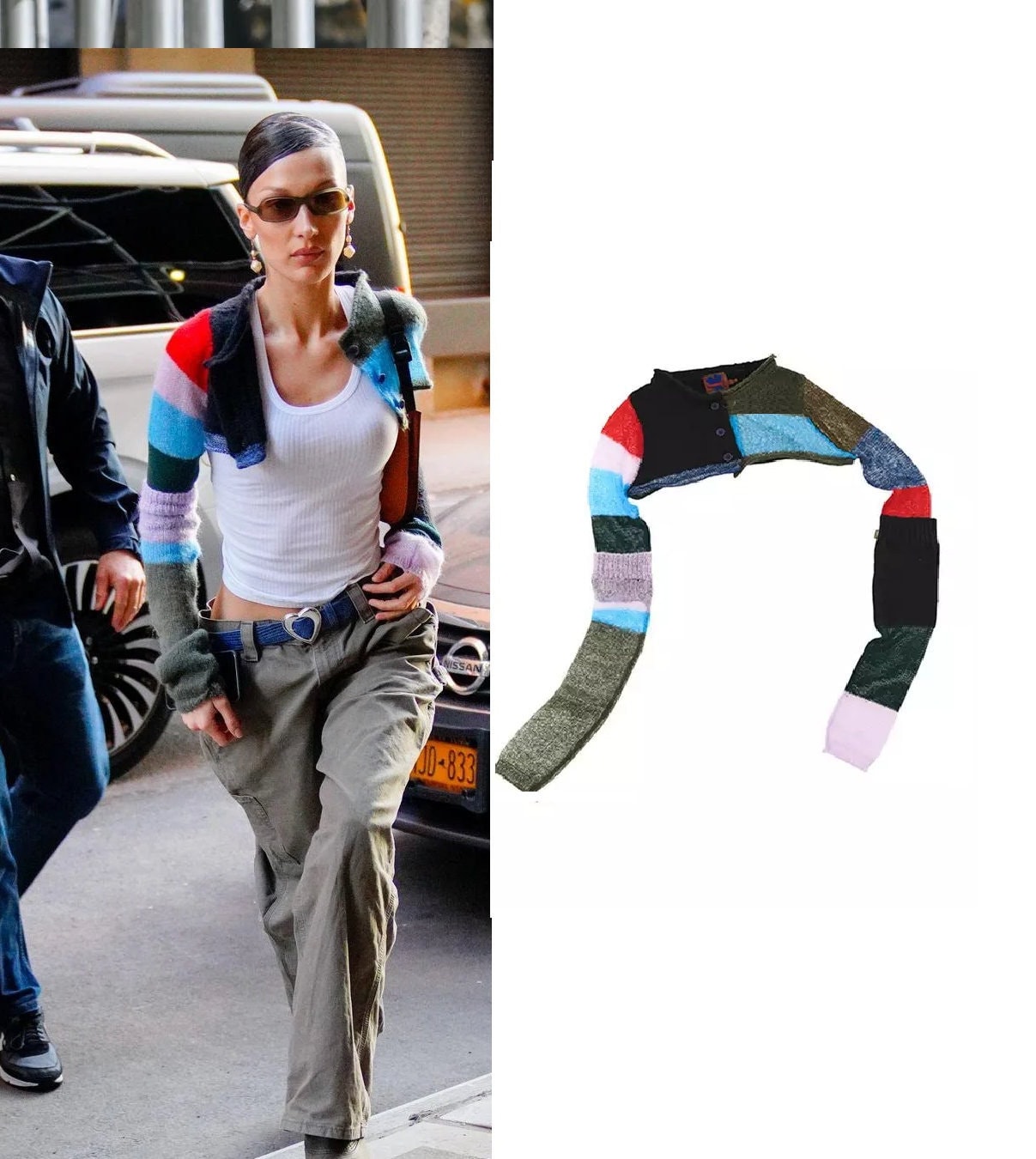 Bella Hadid Street Style Cardigan Bella Hadid Marc Jacobs - Etsy