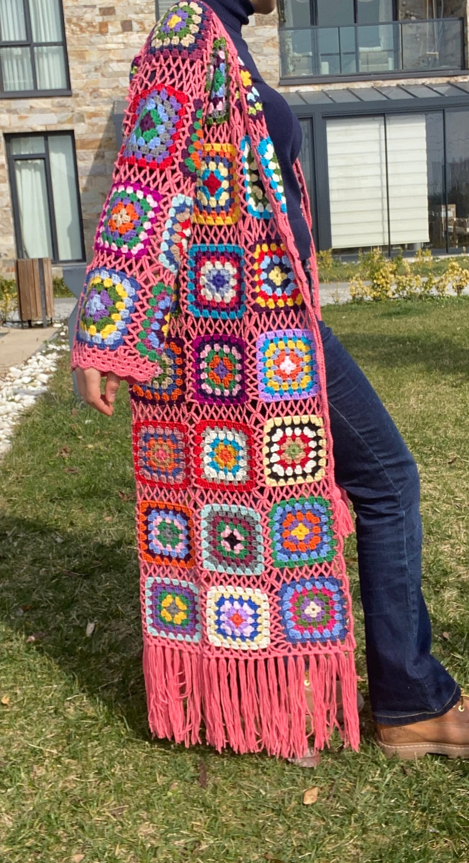 Kimono Jacket Granny Square Crochet Cardigan Women's - Etsy