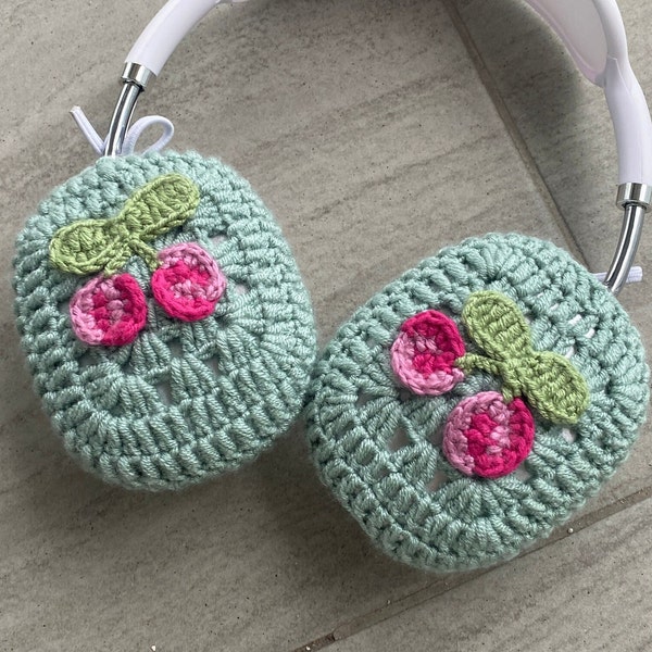 AirPod Max Cover, Cherry AirPods Max Crochet Headphone Covers, Valentines Day Gift for Couples, Hand Knit Airpod Max Crochet Cover