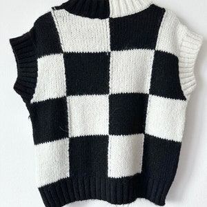 Wednesday Addams Jenna Black-white Sweater Vest, Handknit Oversize ...